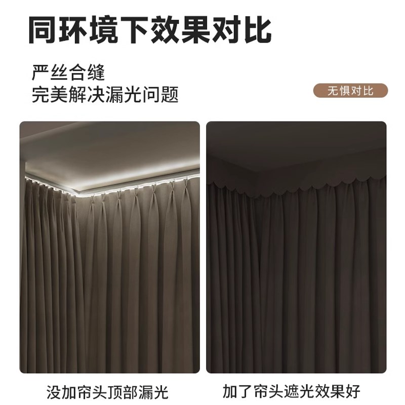 窗帘帘头顶部遮光罗马杆上方防漏光遮挡帘魔术贴自粘神器免打孔图片