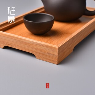 竹制茶盘功夫茶具大小号茶托茶台日式简约竹托盘长方形实木质茶海