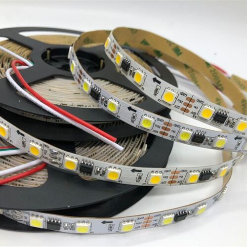 WS2811单色暖白60灯12V5050全彩LED通电跑马流水常亮线条灯带白光