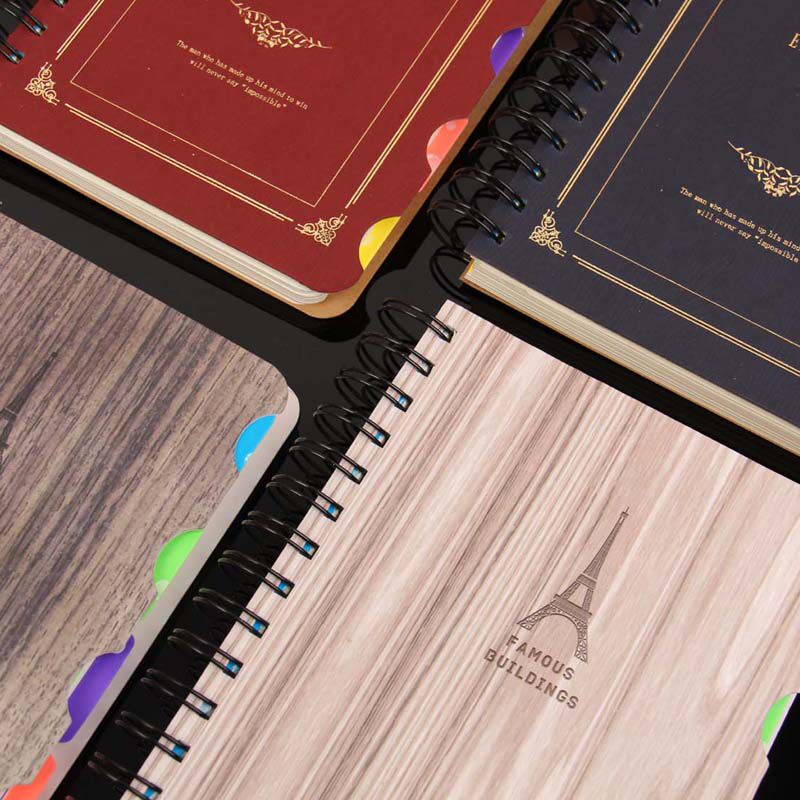 四方伙伴笔记本子厚B5 32K办公分类学生用简约活页线圈螺旋记事本