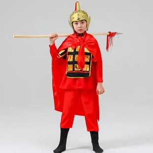 儿童版西游记白衣天兵天将古代士兵将军盔甲岳飞服装
