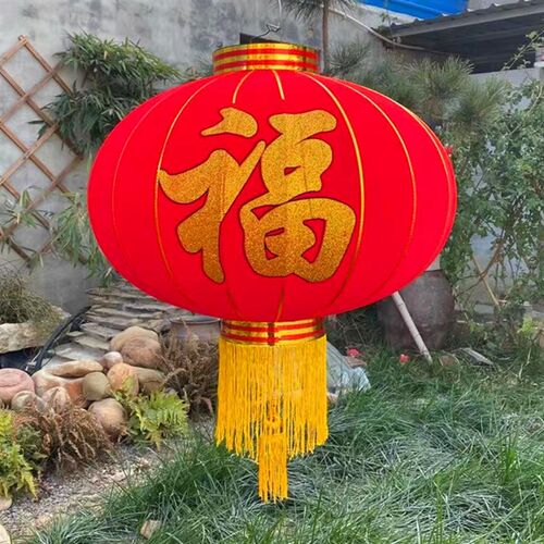 灯笼大红户外防雨广告灯笼定制春节街道装饰植绒绸布铁口印字宫灯