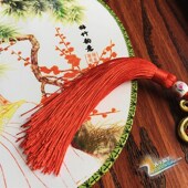 琴台古韵团扇健身舞蹈表演长穗子圆扇子团扇舞道具双面牡丹花圆扇