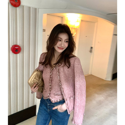 Alone Savor龙喜儿 早秋减龄小香风粗花毛呢外套半身裙女套装Z049