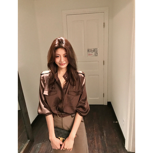 正肩显瘦小衫 Alone 长袖 小众设计感飘带衬衫 女J282 Savor龙喜儿