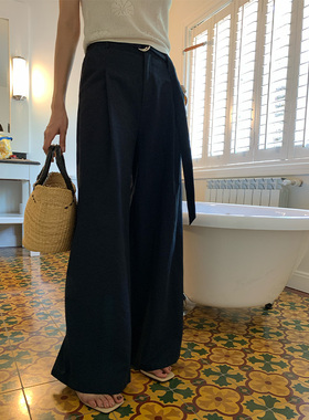 Alone Savor龙喜儿 都市通勤裤子女款秋季薄款垂感显瘦阔腿裤J526