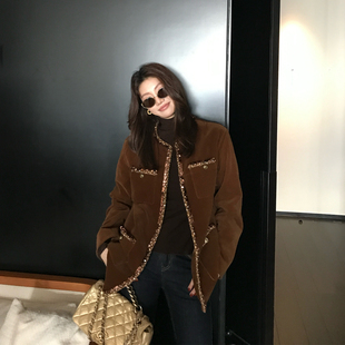 Alone Savor龙喜儿 轻奢老钱风95白鹅绒外套复古亮片羽绒服女K521