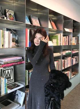 Alone Savor龙喜儿 秋季法式气质莱赛尔连衣裙修身显瘦长裙女K289