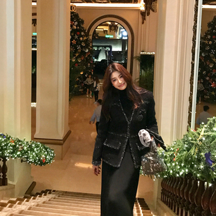 AloneSavor龙喜儿 简约奢华小香风羊毛编织女士外套Q910