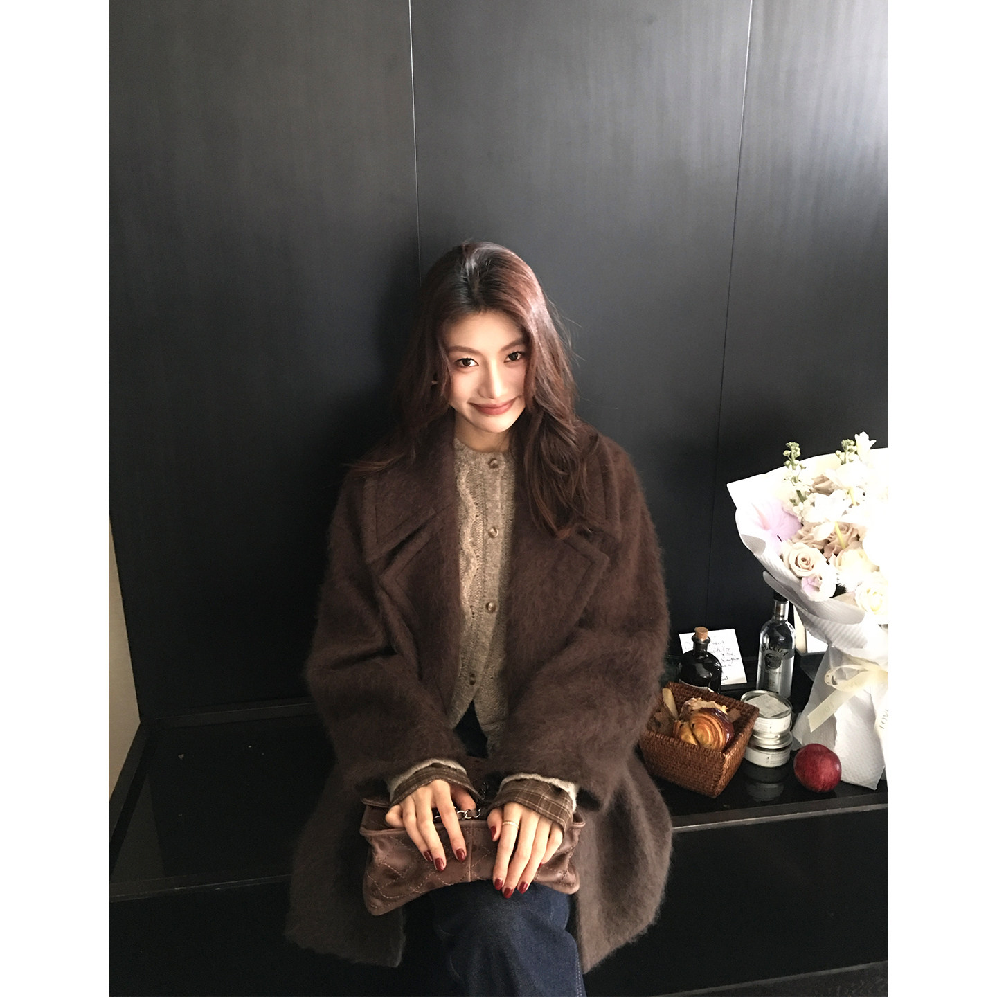 Alone Savor龙喜儿 秋冬气质大翻领羊绒呢大衣加厚90羊毛外套T297