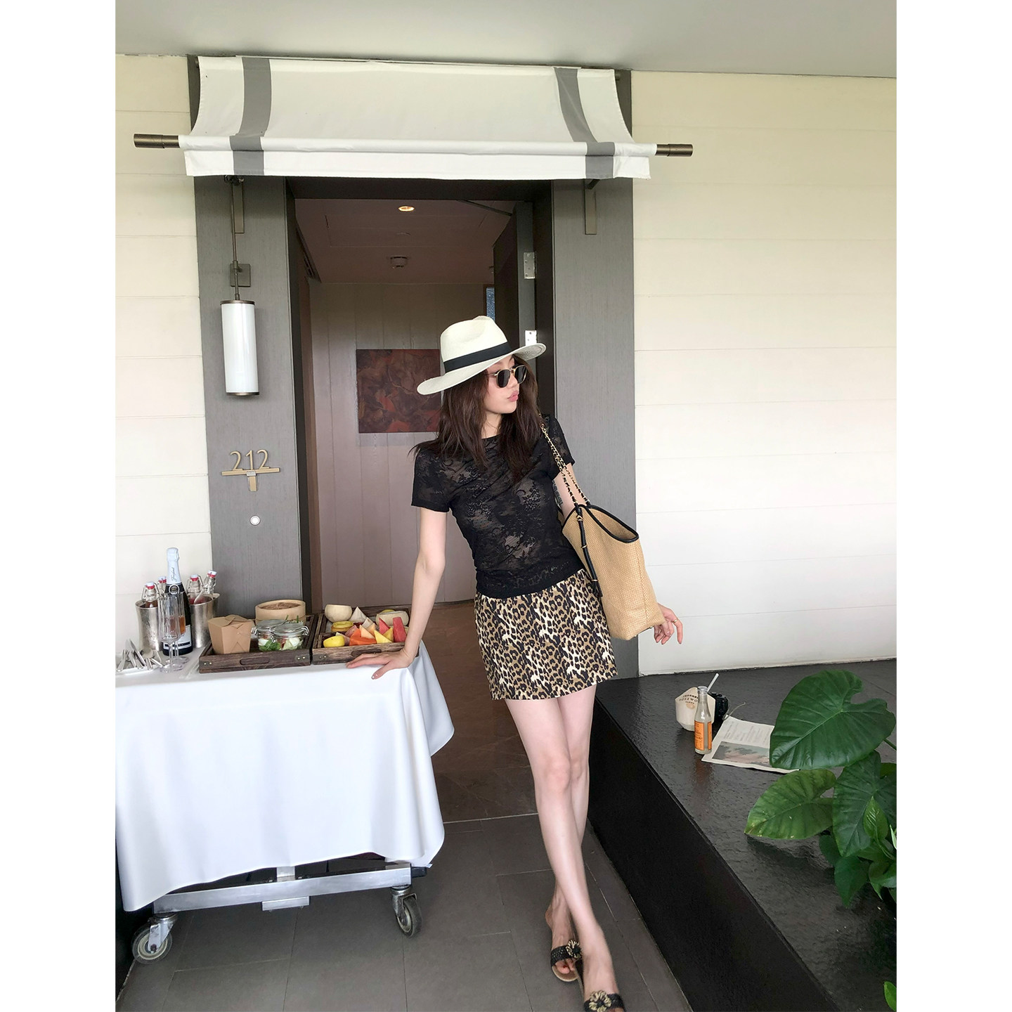AloneSavor龙喜儿 经典豹纹里外一体裙裤透气女士短裙A698