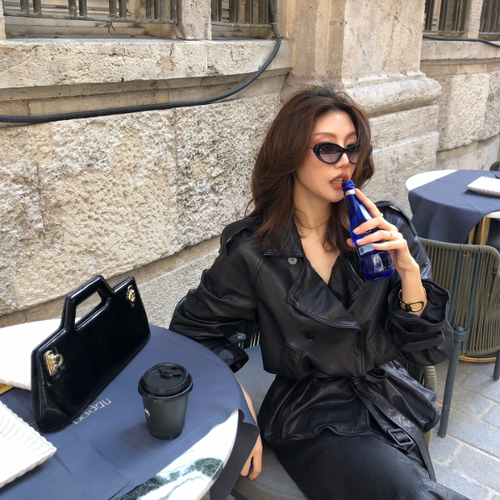 AloneSavor龍喜儿 高海拔绵羊皮革复古经典植物鞣皮衣外套女Y986