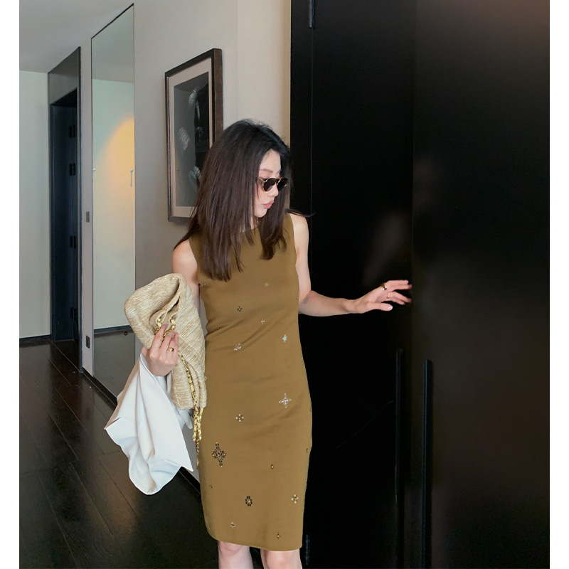 Alone Savor龙喜儿 复古慵懒风雪花提花连衣裙修身纯棉背心裙T967