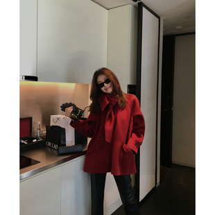 Alone 轻奢定制驼绒澳毛桑蚕丝混纺红色女士外套J200 Savor龙喜儿