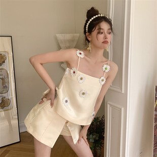 套装 Susan 甜美立体小雏菊彩宝奶油吊带短裤 2RSS新款 Lazar