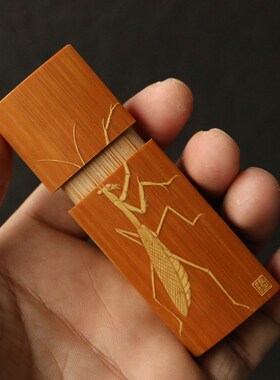 十几年玉竹高密度老料东阳名家戚挺飞本工精工留青雕刻牙签盒把件