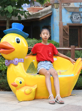 玻璃钢动物座椅卡通雕塑圆林景观摆件公园商场美陈幼儿园户外装饰