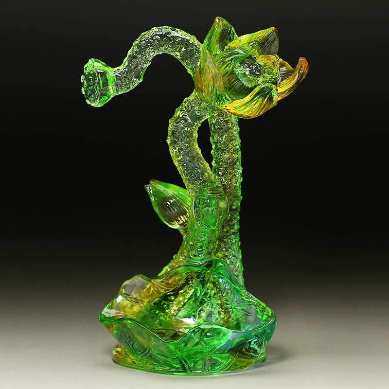 送妹妹结婚礼物高档纪念日十周年创意实用大气夫妻琉璃荷花摆件