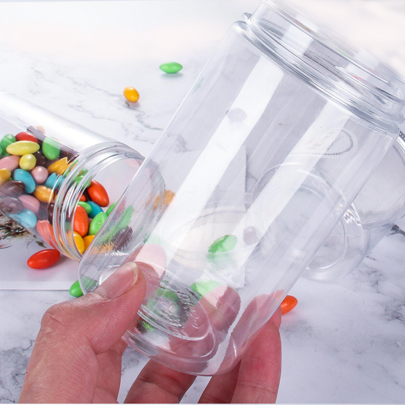 10圆形食品塑料密封罐大口透明储物罐花茶坚果饼干溶豆蜂蜜包装瓶