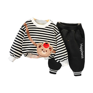 女童2022秋冬装两件套一周半男宝宝0-4岁加绒婴儿加厚套装卫衣服8