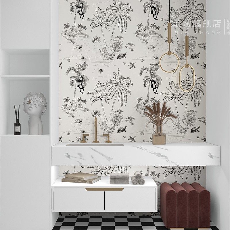 化妆室防水墙贴洗手台贴纸翻新壁画背景墙卡通图案壁纸自粘不伤墙,家居饰品,软装墙贴,淘宝优惠券,粉丝福利购,淘宝优惠卷