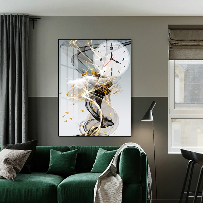 电表箱装饰画竖版带钟表免打孔配电箱遮挡壁画创意光影开关盒挂画