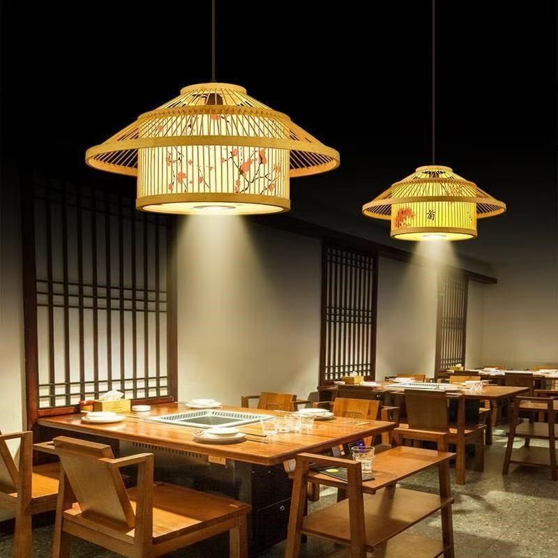 竹编火锅店中式禅意灯笼酒店餐饮茶楼餐厅包间卡座吊灯饭店带射灯,家装灯饰光源,酒店/宴会厅/餐饮吊灯,淘宝优惠券,粉丝福利购,淘宝优惠卷