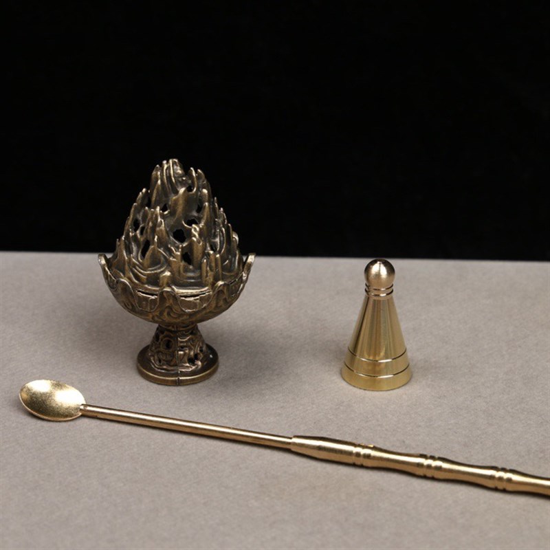 黄铜塔模三件套套装香道用品工具塔香diy香粉制作模具香勺塔锥