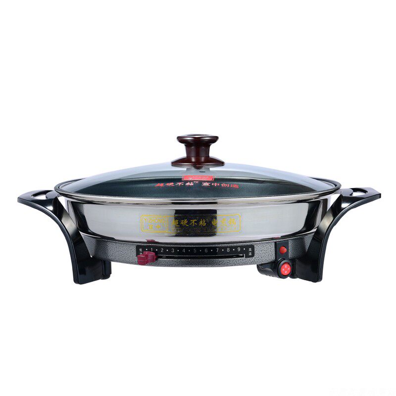 宜中电煎锅多功能家用烙饼304不锈钢电饼铛烤肉鱼平底锅不粘插电