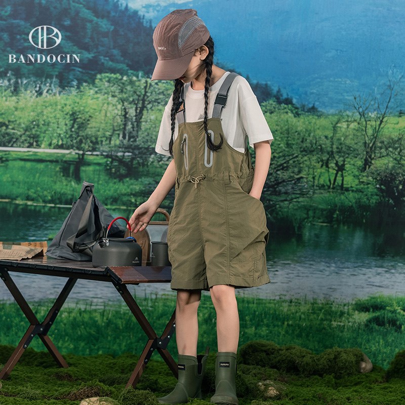 亲子女童夏装背带裤套装洋气中大童2024新款儿童夏季短袖两件套潮