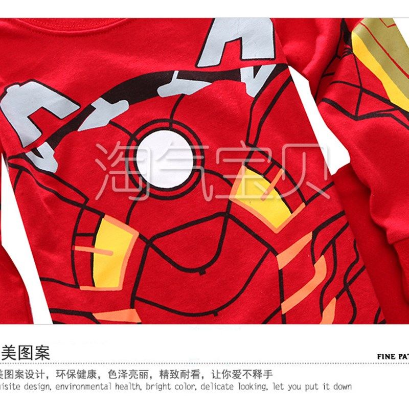 欧美童装空调家居服男儿童纯棉睡衣套装卡通钢铁睡衣睡裤两件套,童装/婴儿装/亲子装,家居服套装,淘宝优惠券,粉丝福利购,淘宝优惠卷