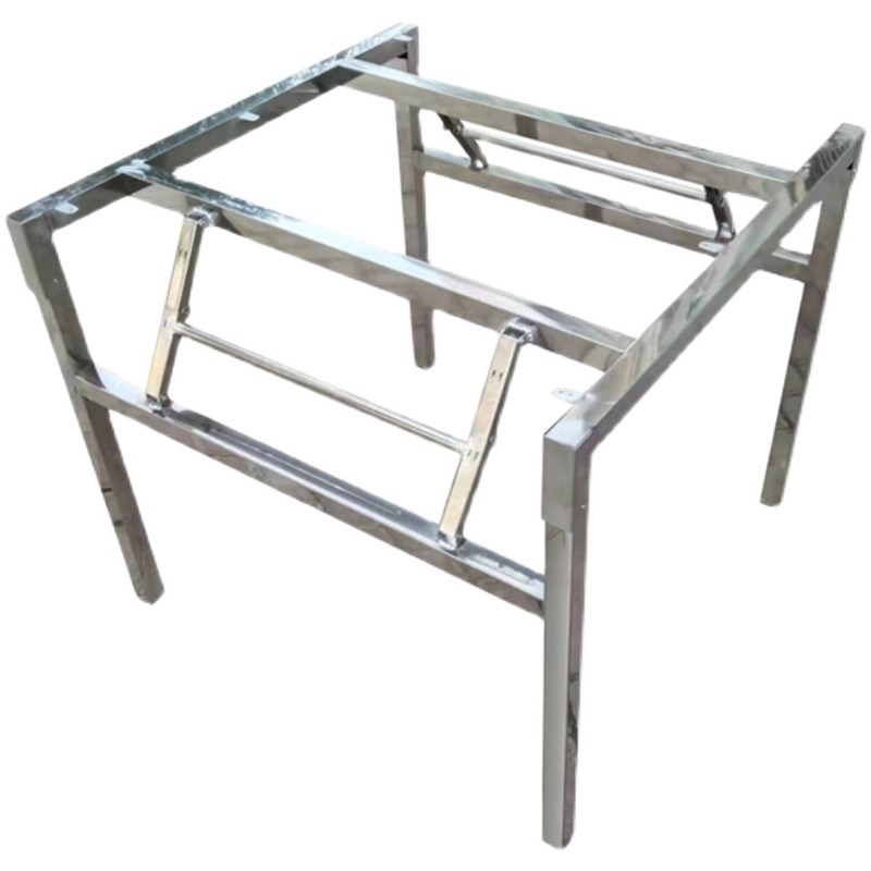 折叠桌腿不锈钢支架酒店圆桌方桌桌脚便携式餐桌脚活动桌架可调节