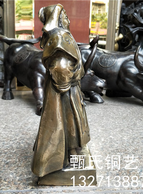 新品成吉思汗一代天骄铁木真纯铜人物雕塑铜器仿古做旧家居摆件