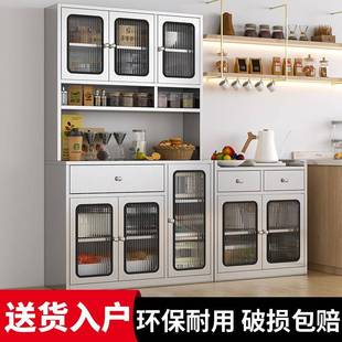 304不锈钢厨房家用碗柜茶水杯储物柜多层锅具收纳柜不锈钢餐边柜