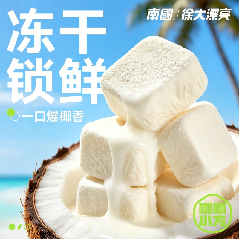 海南特产冻干椰子奶块南国椰椰小方追剧办公室休闲零食冻干