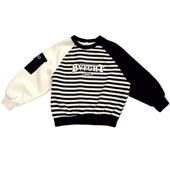 AB袖 洋气条纹上衣潮 中小童春秋季 男童撞色圆领卫衣2024春装 新款