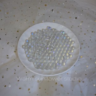 超级仙~bling月光琉璃珠鱼缸造景铺石装饰12mm无孔玻璃珠散珠