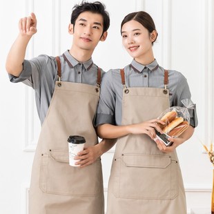 网红服务员背带围裙定制logo饭店餐饮水果烧烤奶茶烘焙厨房防油污