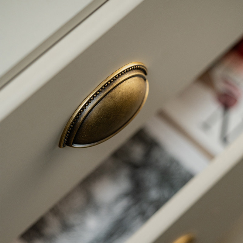 古铜色黄铜柜门把手整体橱柜衣柜门抽屉柜子复古贝壳法式复古纯铜,基础建材,小拉手,淘宝优惠券,粉丝福利购,淘宝优惠卷