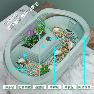 客厅阳台生态乌龟饲养专用缸家用超大塑料龟盆养龟箱小型晒台造景