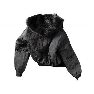 no E mosen* 魇 十字棺 皮草围巾翻领可拆卸连帽街头MA1棉服夹克