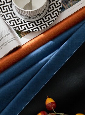 高级橙色黑丝全遮光高精密窗帘布料99%卧室酒店工程隔热隔音 拼接