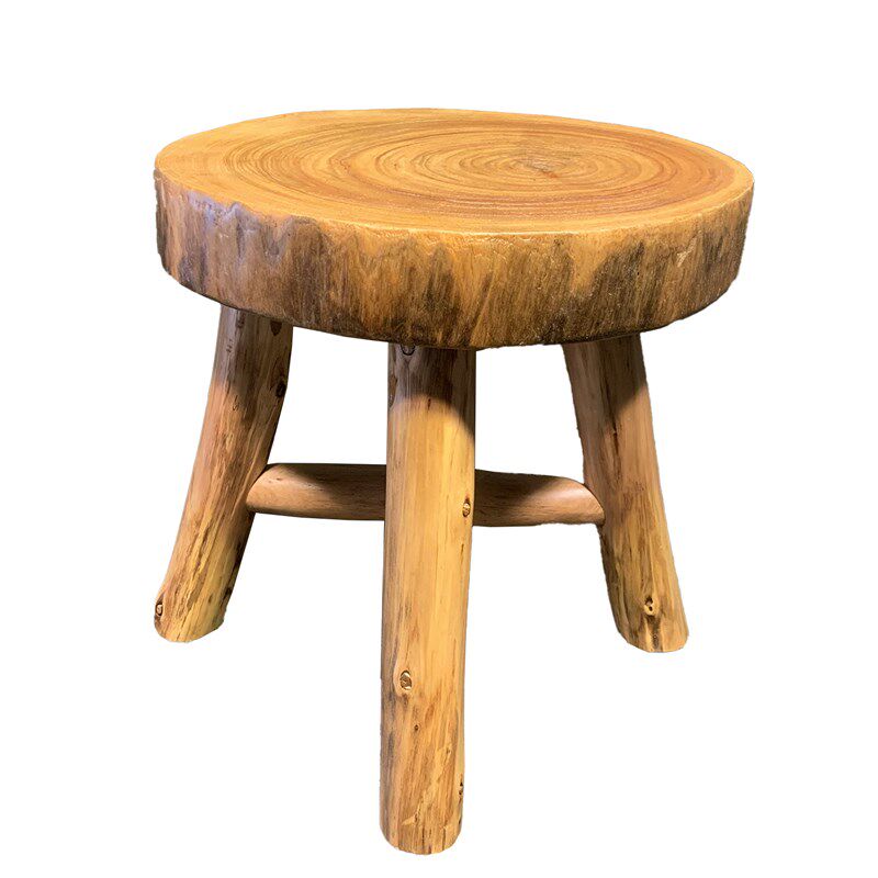 四脚圆凳 高40cm实木凳子根雕花架樟木圆型凳放脚凳换鞋凳包邮