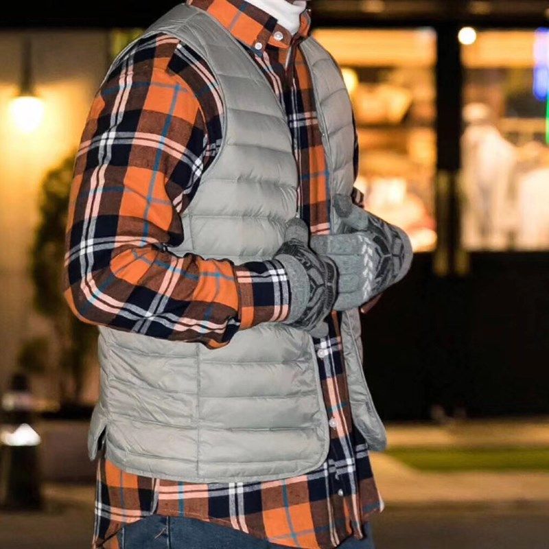 2023轻薄羽绒服马甲男V领大码男装学生内胆保暖无领薄款内穿背心