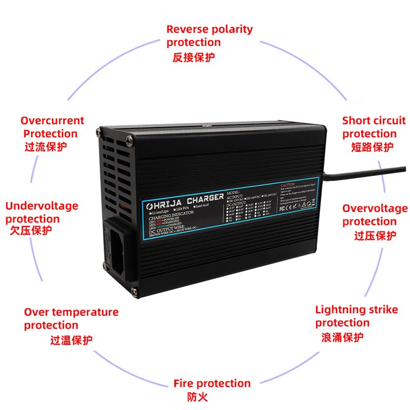 25.2V10A 高端铝壳锂电池充电器适用6串22.2V锂电池设备通用