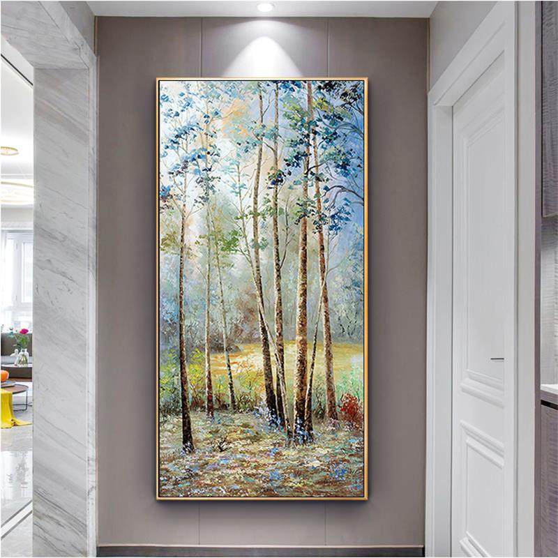 玄关装饰画过道走廊抽象竖版发财树挂画现代简约手绘风景花卉油画,纺织面料/辅料/配套,纺织机械配件,淘宝优惠券,粉丝福利购,淘宝优惠卷