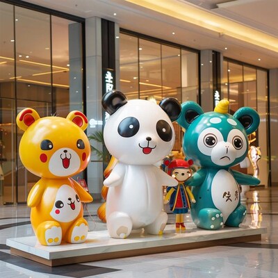玻璃钢景观雕塑现做IP形象3D打印大型动漫卡通人物吉祥物装饰摆件