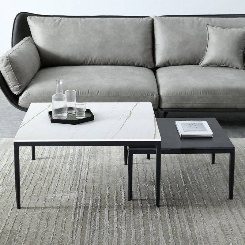 意式轻奢岩板茶几极简正方形可重叠套几小户型省空间X现代简约边