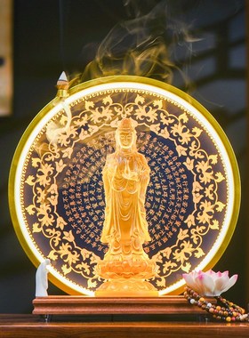 观世音菩萨家g用供奉琉璃佛像莲花净瓶南海观音站像中式禅意装饰