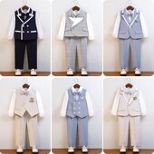 钢琴合唱主持演出服 周岁婚礼花童西装 儿童礼服男童春夏款 马甲套装